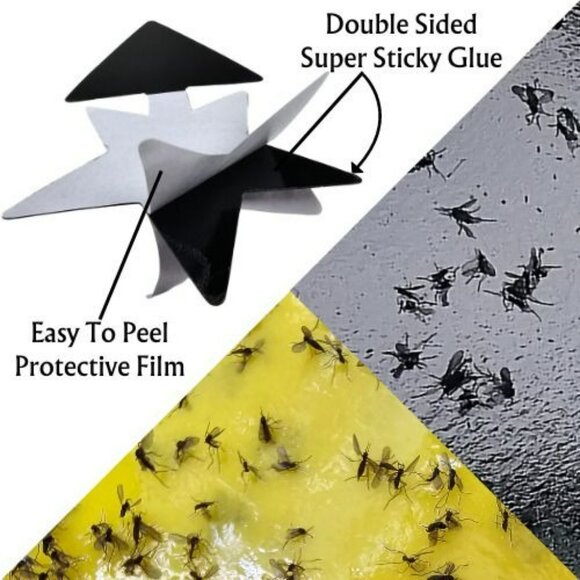 Sticky Fruit Fly Traps Star-Shaped 30pk Indoor Plants Outdoor Garden Double-Side - Picture 7 of 7